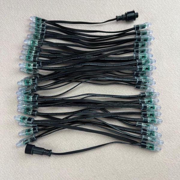 Cordes 100pcs / set Espacement régulé de 20cm (8 pouces) DC12V Adressable 12mm WS2811 RVB Led Pixel Node; tout NOIR 18AWG Fil IP68