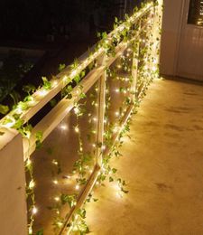 Cordes 1052m mariage de fée Ivy Leaf Vine String Light Light Solar Green Feuilles de vacances pour Noël Patio de Thanksgiving 7418505