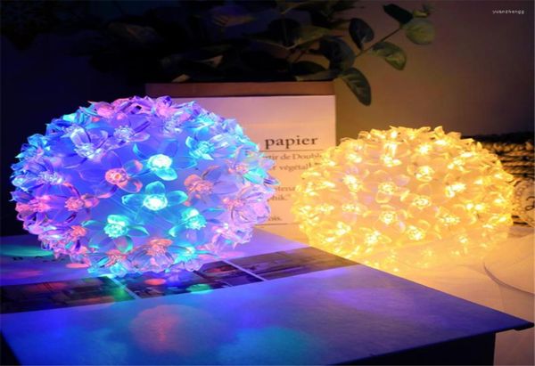 Cordes 10cm 20cm 25cm LED Cherry Blossom Fairy Lights Outdoor Ball Garland Fleurs de cristal clair pour le mariage de Noël en salle Dec9562125