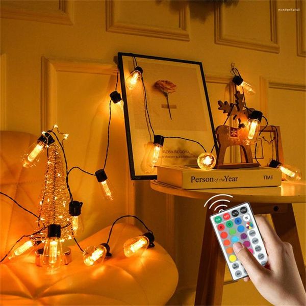 Cuerdas 10led 20led RGB bombilla cadena luces IP65 impermeable Vintage Hada para interior exterior jardín Navidad fiesta boda decoración