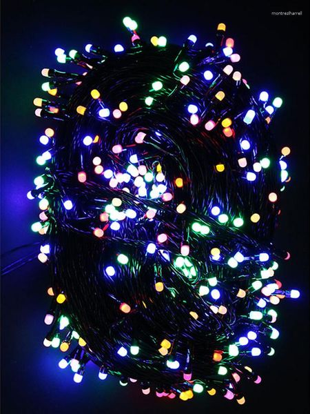 Cordes 10M 100 LED Fée Guirlande Lumineuse Fil Noir Guirlande D'arbre De Noël Lumière Fête De Mariage Rideau Imperméable À L'eau