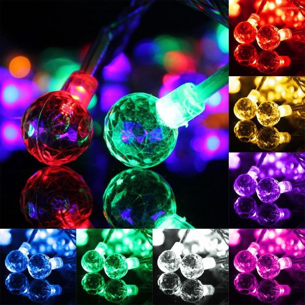 Cuerdas 10M 100LED bola de cristal cadena de luz impermeable al aire libre globo lámpara de hadas fiesta de jardín boda decoración de Navidad iluminación del hogar