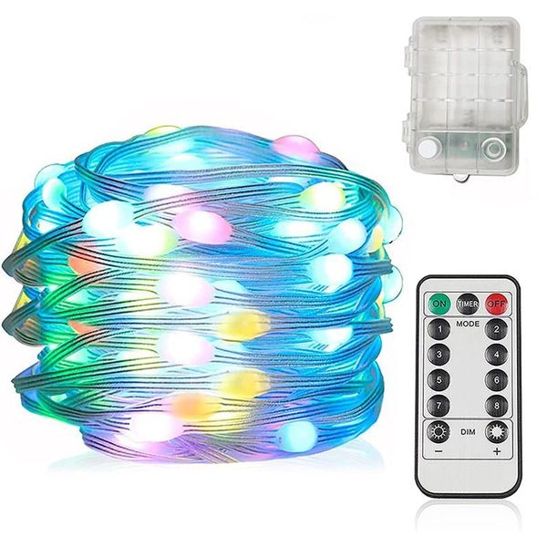 Cordes 10m 100LED Fée Guirlande Lampe Fil De Cuivre Rue Guirlande Lumières Décoration Pour Toit D'arbre De Noël Avec TélécommandeLED LED