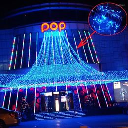 Cuerdas 10M 220V 100-LED 8-Modo Luz de cadena LED azul brillante con enchufe de EE. UU. Para Navidad / Boda / Fiesta / Jardín