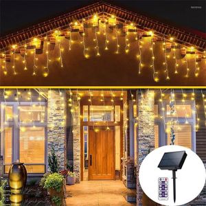 Cuerdas 10M 300 LED Luces de carámbano con energía solar Guirnalda de luces de Navidad para exteriores para bodas Fiesta Vacaciones Decoración de Navidad Twinkle