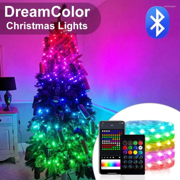 Strings 10M 5M Lumières de Noël USB LED String Dream Color WS2812B RGBIC Bluetooth APP Adressable Fairy Garland Party Décoration