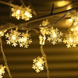 Strings 10m 6m 3m Sneeuwvlok Star Ball Led String Fairy Lights Street Garlands Garden Decor Kerst Tree Decorations Jaar Diy Giftsled