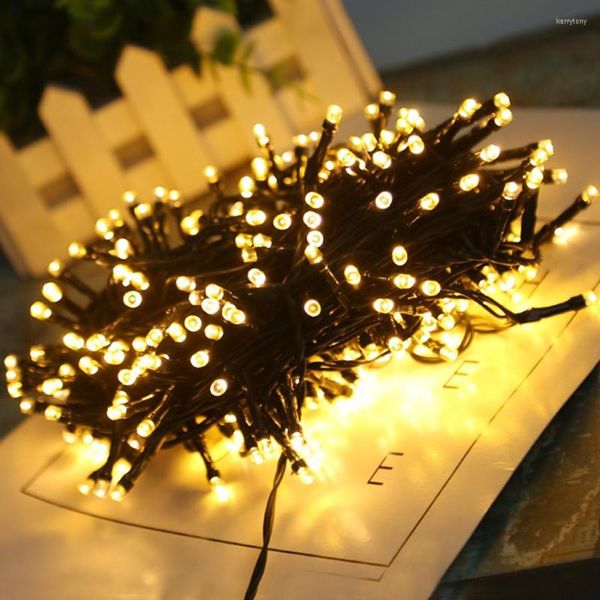 Cordes 10M 80 LED Guirlandes lumineuses Fil noir Arbre de Noël Guirlande Lumineuse Fête de mariage Rideau étanche