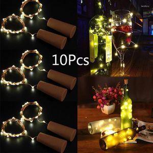 Snaren 10 stks 2m 20 LED Wijnfles touwtjes Lichten koperdraad Kerstlicht Waterdichte fee Diy Wedding Decoratie Holiday Gift