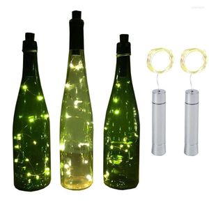 Cordes 10 pièces 2M bouteille de vin chaîne lumière fil de cuivre bouchon en liège fée guirlande colorée Mini lumières