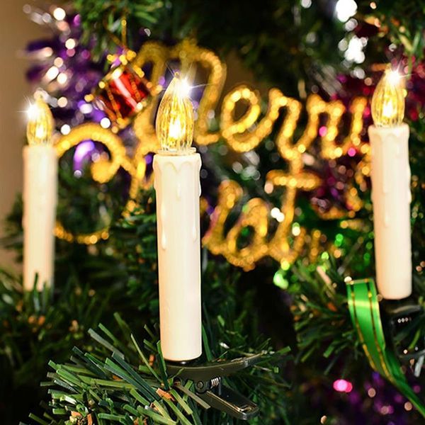 Cordes 10pcs LED Bougies Lumières Décoration D'arbre De Noël Coffre-Fort Sans Flamme Bougies Électroniques Anniversaire Fête De Mariage Décor LampLED StringsLED