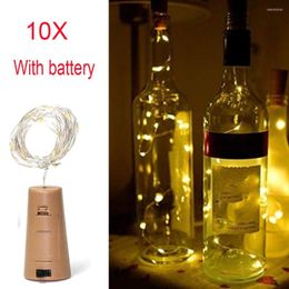 Cordes 10 pièces avec batterie guirlande bouteille de vin lumières liège 2M 20 LED fil de cuivre fée chaîne pour fête mariage décorer