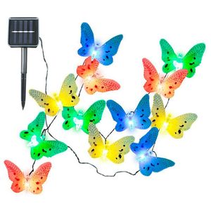 Cuerdas 12 LED / 20 LED Mariposa Luz solar Cadena Decoración navideña Lámpara Linterna Estrella Jardín Al aire libre