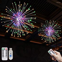 Strings 120/150/180/200 LED Firework Light USB aangedreven Festoon met afgelegen jaar Garland Lights Navidad Christmas Decoration 2023
