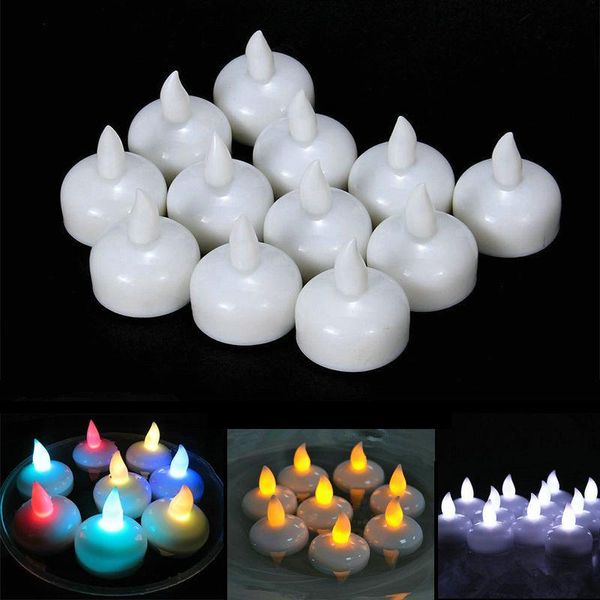 Cuerdas 120pcs Impermeable Sin llama Flotador LED Tealight Funciona con pilas Sensor activado por agua Vela Boda Navidad Piscina Decoración-AmberLED