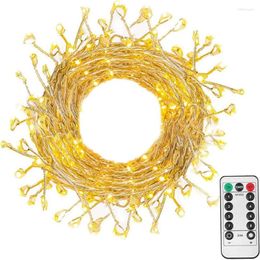 Cuerdas 12M 400 LED Fairy Cluster Firecracker Lights Garland USB con control remoto impermeable Tiny Vine Light para la decoración del banquete de boda