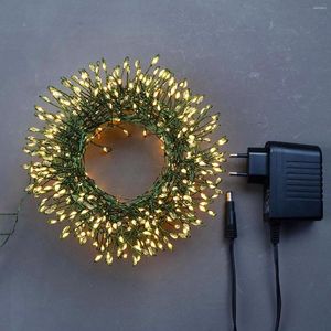 Strings 12V 600 LED Guirlande lumineuse de Noël Cluster Jardin Mariage Fée Lumière Guirlande extérieure pour la décoration d'arbre de salle de vacances 2022