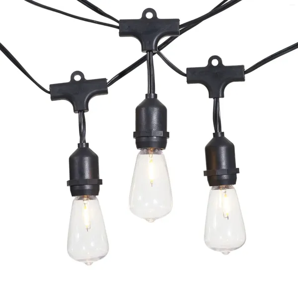 Cordes 15 pièces incassable Edison ampoule extérieure guirlandes lumineuses avec fil noir jardin noël