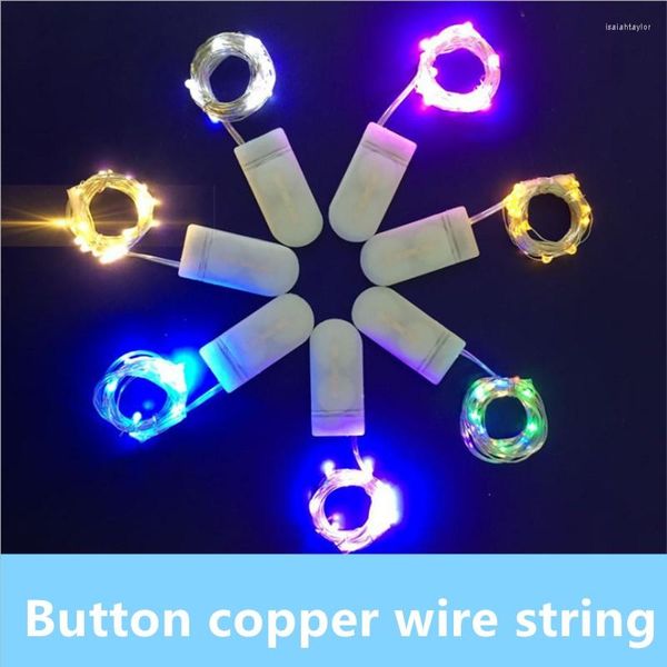 Cordes 1M 10LED fil de cuivre chaîne lumière bouton pile alimenté étanche argent Mini fée bricolage lumières en gros 100 pièces