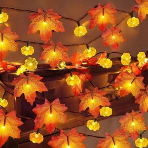 Snaren 1M 10Led Led Light String Kunstmatige Herfst Bladeren Fall Garland Home Party Diy Halloween Decoratie 2023
