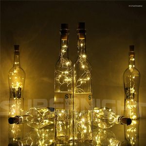 Cordes 1M 2M fil d'argent fée guirlande bouchon de bouteille pour verre artisanat LED guirlandes lumineuses mariage noël année décoration de vacances