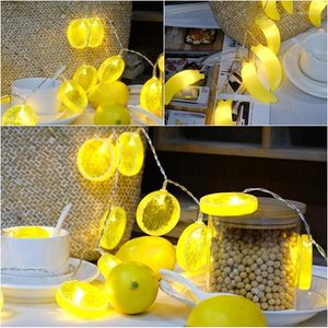 Strings 1m-3m batterij citroen fruit led string lights voor home party bar decor