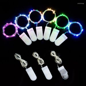 Cuerdas 1M Cadena de luces Botón Caja de batería Alambre de cobre Linterna para matrimonio Flores Pastel Regalo Decoraciones navideñas Tira de luz LED