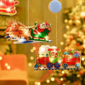 Strings 1pc Christmas Decorations for Home Led Lights with Suction Cup Hook Hanging Window Light Night Year 2022 Decor Accessoires