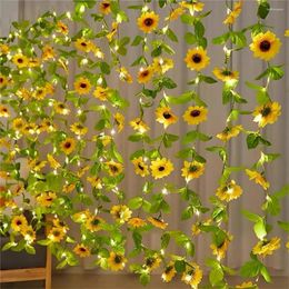 Strings 1pc Sunflower String Lights (6.56ft) LED -simulatie Artificial Leaf Flower