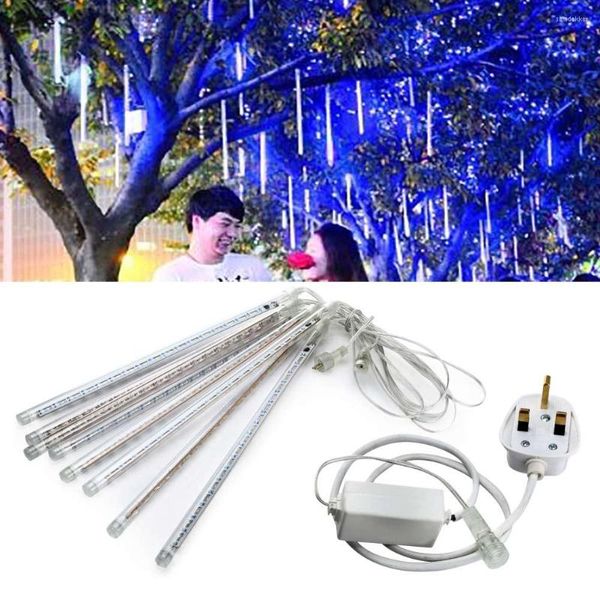 Cuerdas 1 Juego 30 CM LED Meteor Rain Tube Light Night Strip Lámpara de decoración de Navidad W / UK Plug