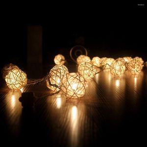 Strijkers 2.2m 20 lampen rattan ballen led snaar lichten romantische lamp slinger bruiloft kerstfeest decoratie verlichting