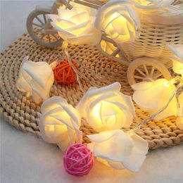 Cordes 2.2M 20LED Rose Fleur Led Lumières De Noël Année De Mariage Romantique Décoration Chaîne Fée Lumière À Piles