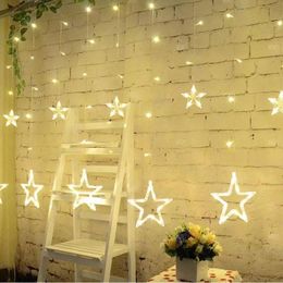 Strings 2.5m Kerst LED -lichten AC 220V Romantische Fairy Star Gordijn String Lighting Strip Holiday Wedding Garland Party Decororeded