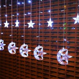 Strings 2.5m Icicle LED Gordijn String Fairy Light Indoor Kerstmis Woonjaar Party Slaapkamer Ramadan Decoratie Garland