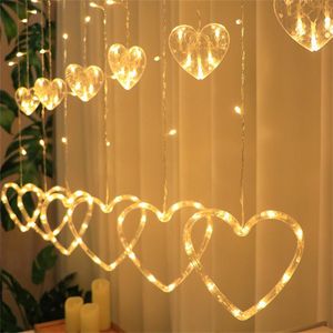 Strings 2.5m bruiloft hartvormige gordijn snaar licht bekentenis love sprookje voor Valentijnsdag kerstfeestje raam tuin deco