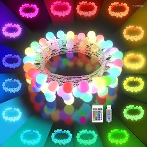 Strings 20/100/200 LED RGB Veranderende Globe String Light met externe waterdichte Starry Ball Twinkle Fairy voor kerstfeestdecor