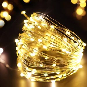 Cordes 20 50 100 LED chaîne étoilée batterie lumières fée Micro fil de cuivre Transparent pour fête de noël mariage 6 couleurs