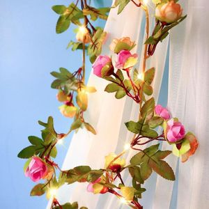 Cordes 20/50/100Led artificielle Rose vigne chaîne lumière fleur feuille guirlande saint valentin fête de mariage chambre décor fée