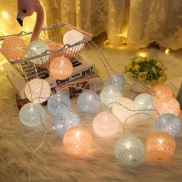 Cordes 20 LED coton guirlande boules lumières chaîne noël pâques en plein air suspendus fête bébé enfants chambre lit fée décorations LED