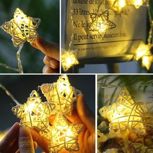 Cordes 20 LED RATTAN Star String Lights Decoration Christmas Fairy Garland for Intérieur Party Outdoor Wedding Holiday Decor