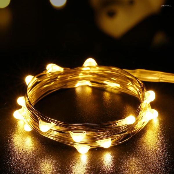 Cuerdas 20 LED blanco cálido Micro estrellado alambre de cobre luces de cadena operado por batería impermeable luna decoración fiesta boda