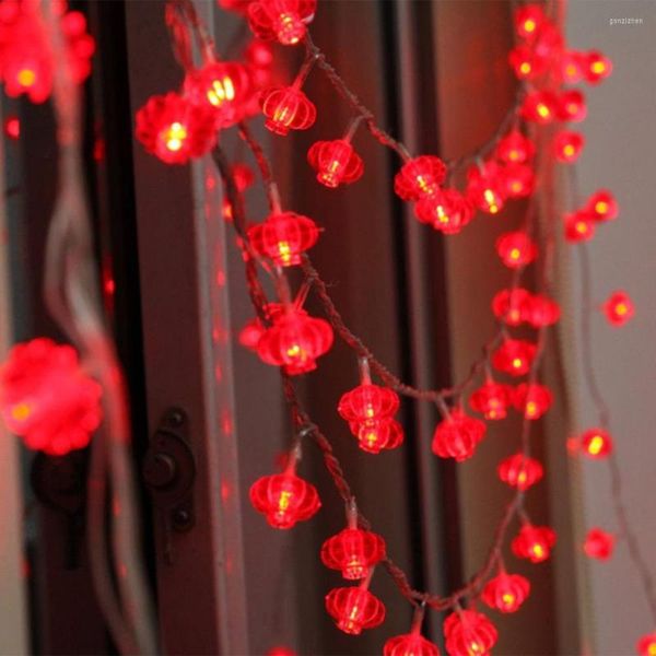 Cuerdas 20 LED Redondas Linternas rojas Cadena de luces Hada USB Perfecta para la decoración de la fiesta del año chino de la boda