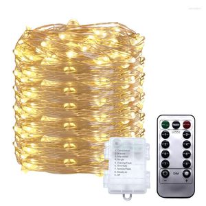 Cordes 200/100leds 8 Mode LED Fil De Cuivre Guirlande Lumineuse Fée Guirlande Lumières De Noël En Plein Air Avec Télécommande Alimenté Par Batterie Décor De Mariage