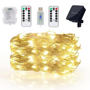 Strings 200/100leds LED String Fairy Lights Christmas Garland Outdoor Decor Licht met afstandsbediening voor Tree Street Slaapkamer Wedding Room