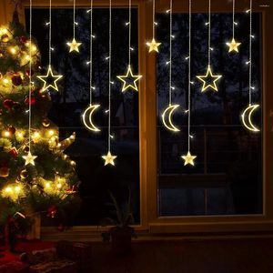 Strings 2023 Arrivée LED Rideau String Light Star Moon Fée pour fenêtre Mur Maison Décoration de Noël