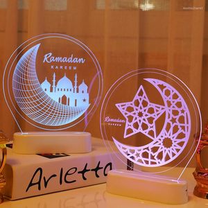 Strings 2023 Ramadan Mubark Decoratie 3D LED Night Light Ornament Lights Islam Moslim thuisslaapkamer feest geschenken decor
