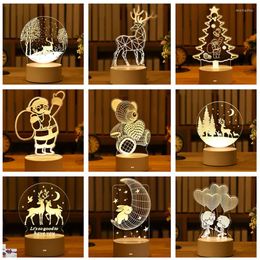 Strings 2023 Jaar Gift 3D Lamp Acryl USB LED Night Lights Christmas Decorations For Home Navidad Wedding Party Decor Holiday Light