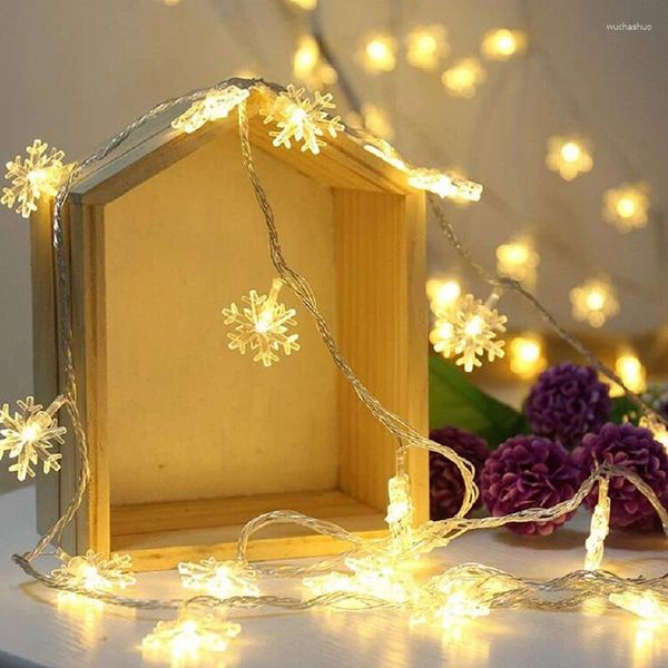 Crises 20led Snowflake String Light Christmas Garland Fairy LED Ball Lanterns Noël extérieur Party Decor Battery Power