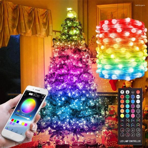 Strings 20M 200 LED RGBIC Smart APP Guirlande lumineuse avec télécommande Arbre de Noël pour la décoration de vacances