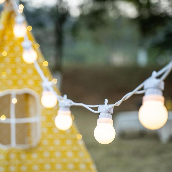 Cuerdas 23 metros Patio bombilla cadena luz al aire libre guirnaldas festón Cable blanco globo Navidad hadas luces jardín boda fiesta